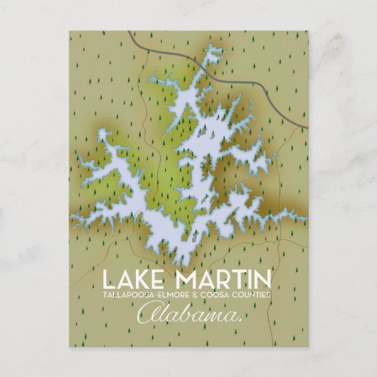 Invitation Carte Postale Plan de l'affiche de voyage du lac Martin Alabama. (Devant)