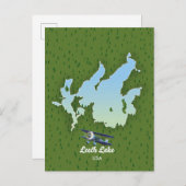 Invitation Carte Postale Plan de voyage du lac Leech (Devant / Derrière)