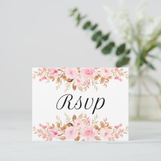 Invitation Carte Postale Plat de Mariage floral boho minimum rsvp