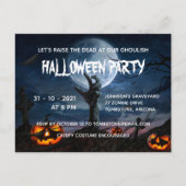 Invitation Carte Postale Pleine lune main Zombie Déplaisant Halloween Party (Devant)