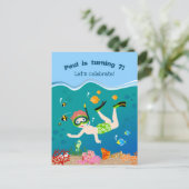 Invitation Carte Postale Plongée en apnée avec poissons tropicaux fête d'an (Debout devant)