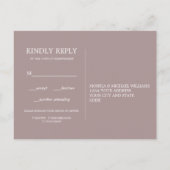 Invitation Carte Postale Plum chic minimal | CHOIX DE REPAS DE Mariage RSVP (Dos)