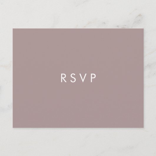 Invitation Carte Postale Plum chic minimal | CHOIX DE REPAS DE Mariage RSVP (Devant)