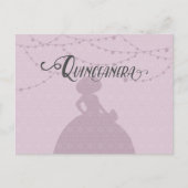 Invitation Carte Postale Plum de sucre et acier Charro Silhouette Quinceane (Devant)