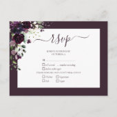 Invitation Carte Postale Plum Purple Floral Script Wedding RSVP (Devant)
