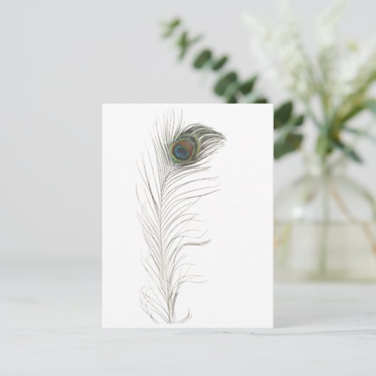Invitation Carte Postale Plume de paon (Debout devant)