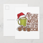 Invitation Carte Postale Plus susceptible de boire du Matcha et de regarder (Devant / Derrière)