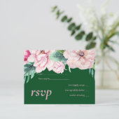 Invitation Carte Postale Plutôt rose Floral Vert Feuille Budget Mariage (Debout devant)