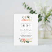 Invitation Carte Postale Poche et crème Aquarelle Fête des mariées florale (Debout devant)