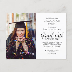Invitation Carte Postale Pochette de graduation photo moderne