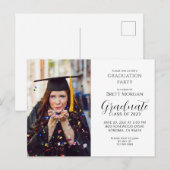 Invitation Carte Postale Pochette de graduation photo moderne (Devant / Derrière)