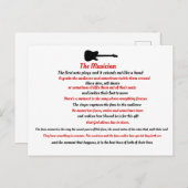 Invitation Carte Postale Poème musicien (Devant / Derrière)