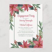 Invitation Carte Postale Poinsettia Red Floral Noël (Devant)