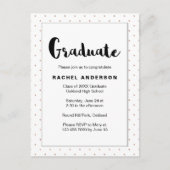 Invitation Carte Postale Points d'or Faux Noir et Blanc (Devant)