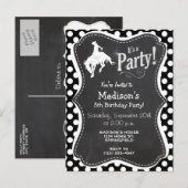 Invitation Carte Postale Pois noirs et blancs; Rodeo Cowboy (Devant / Derrière)