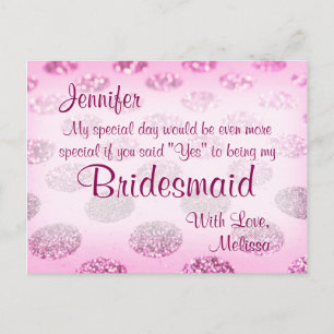 Invitation Carte Postale Pois rose Serez-Vous Ma Femme D'Accueil ?