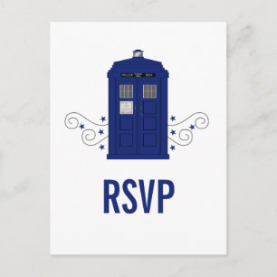 Invitation Carte Postale Police Box RSVP Postcard v3