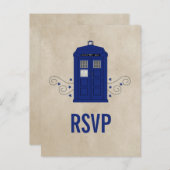 Invitation Carte Postale Police Box RSVP Postcard v6 (Devant / Derrière)