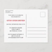 Invitation Carte Postale Pompier Fire Academy Red Line Drapeau Graduation (Dos)