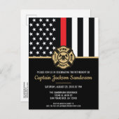 Invitation Carte Postale Pompier Pompier Service de retraite pompier (Devant / Derrière)
