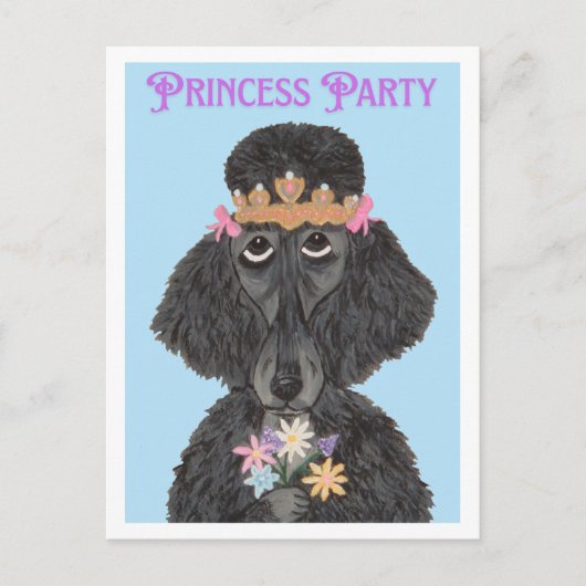 Invitation Carte Postale Poodle de fête de princesse (Devant)