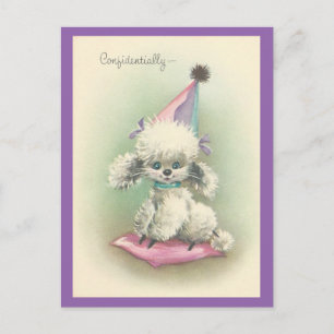 Invitation Carte Postale Poodle de fête vintage
