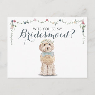 Invitation Carte Postale Poodo Boo Dog Bridal Party Be My Bridesmaid