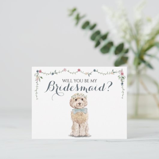 Invitation Carte Postale Poodo Boo Dog Bridal Party Be My Bridesmaid (Debout devant)