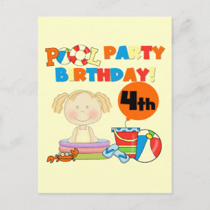 Invitation Carte Postale Pool Party 4th Birthday Tshirts et cadeaux