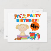 Invitation Carte Postale Pool Party 4th Birthday Tshirts et cadeaux (Devant / Derrière)