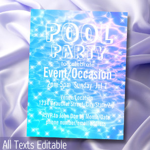 Invitation Carte Postale Pool Party Anniversaire Pool Party Beach Cool