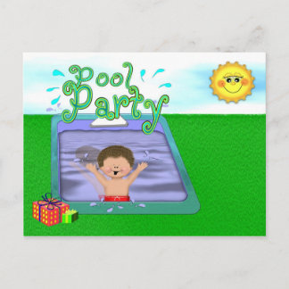 Invitation Carte Postale Pool Party Boy