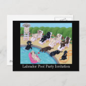 Invitation Carte Postale Poolside Party labradors peinture (Devant / Derrière)
