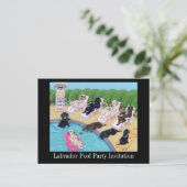 Invitation Carte Postale Poolside Party labradors peinture (Debout devant)