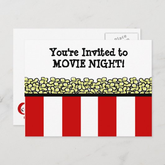 Invitation Carte Postale Popcorn (Devant / Derrière)