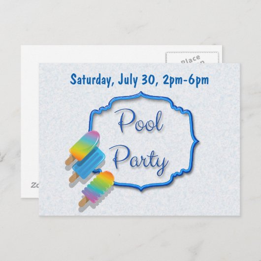 Invitation Carte Postale Popsicle Pool Party (Devant / Derrière)