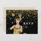 Invitation Carte Postale Porte fille 1920 flapper par RSVP (Devant / Derrière)