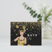 Invitation Carte Postale Porte fille 1920 flapper par RSVP (Debout devant)
