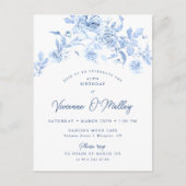 Invitation Carte Postale POSTCARD INVITE 45th Birthday Dusty Blue Floral (Devant)