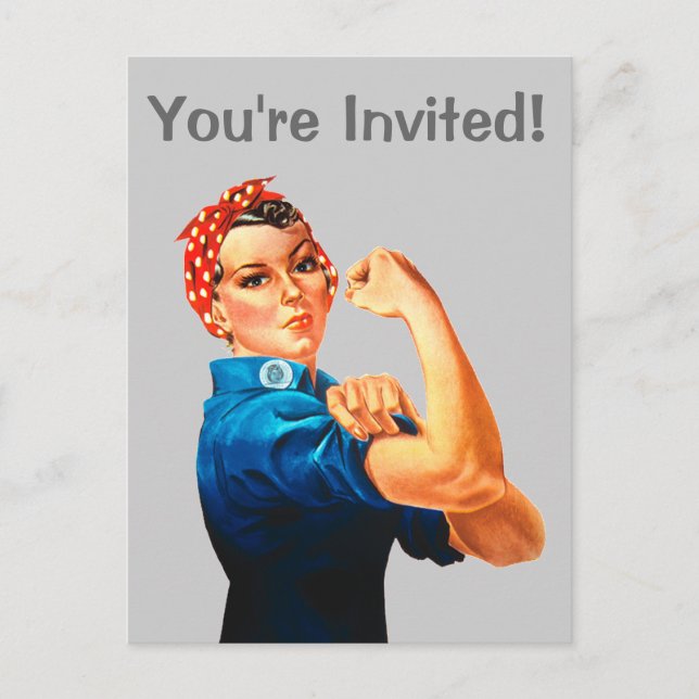 Invitation Carte Postale Poster 2ÈME GUERRE MONDIALE Rosie The Riveter (Devant)