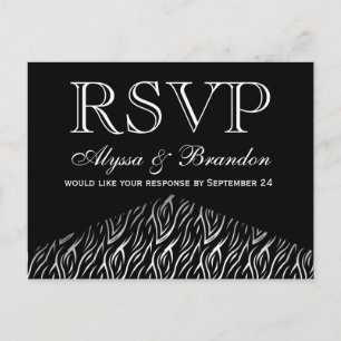 Invitation Carte Postale Poster de animal noir blanc Zebra Wedding RSVP V07