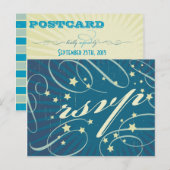 Invitation Carte Postale Poster rustique : Mariage Sandy Beach RSVP (Devant / Derrière)
