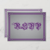 Invitation Carte Postale Poster violet et gris RSVP avec choix de boisson (Devant / Derrière)