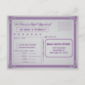 Invitation Carte Postale Poster violet et gris RSVP avec choix de boisson (Dos)