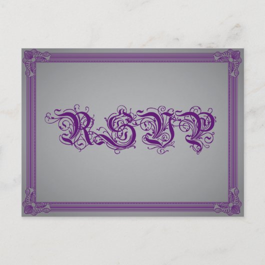 Invitation Carte Postale Poster violet et gris RSVP avec choix de boisson (Devant)