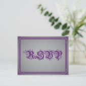 Invitation Carte Postale Poster violet et gris RSVP avec choix de boisson (Debout devant)