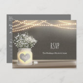 Invitation Carte Postale Pot de fleurs en bocal mason lumineux & réponse RS (Devant / Derrière)