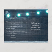 Invitation Carte Postale Pot Mason Jar & Lumières Bleues Guinguette Rustiqu (Dos)