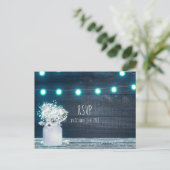 Invitation Carte Postale Pot Mason Jar & Lumières Bleues Guinguette Rustiqu (Debout devant)