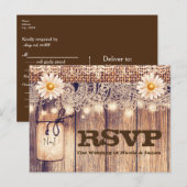 Invitation Carte Postale Pots de fleurs rustiques illuminés marguerites et  (Devant / Derrière)